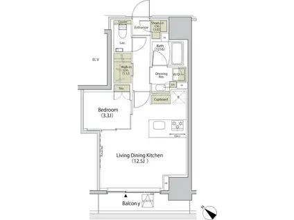 ザ・パークハビオ江古田(1LDK/14階)の間取り写真