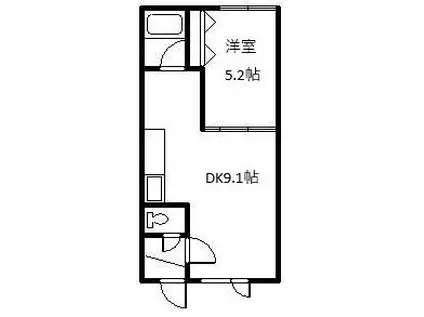 ツインクル西御料AB棟(1DK/1階)の間取り写真