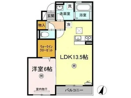 レゾナンツ B棟(2LDK/1階)の間取り写真