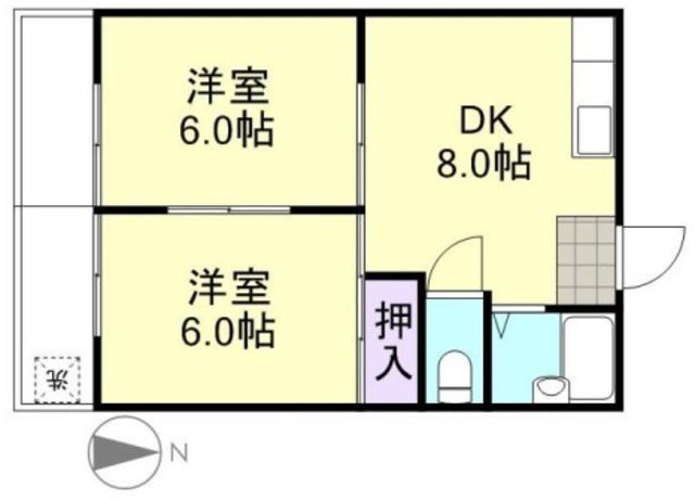 楽寿マンション(2DK/3階)の間取り写真