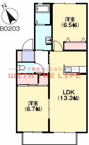 メジンK(2LDK/2階)の間取り写真