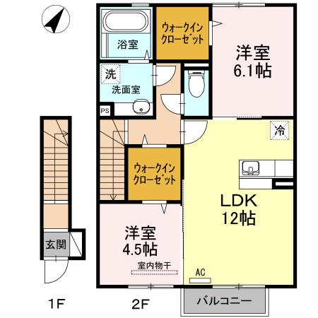 ヴィブァン B棟(2LDK/2階)の間取り写真