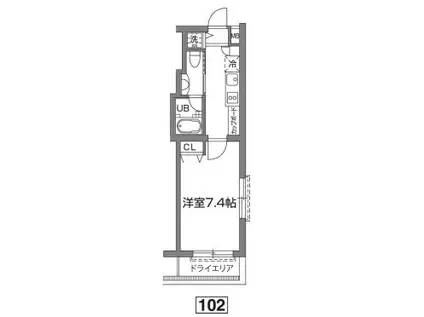 プライムアーバン烏山コート(1K/B1階)の間取り写真