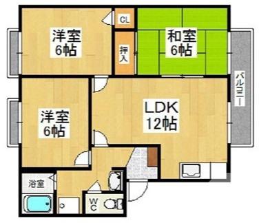 プレステージ大美野(3LDK/2階)の間取り写真