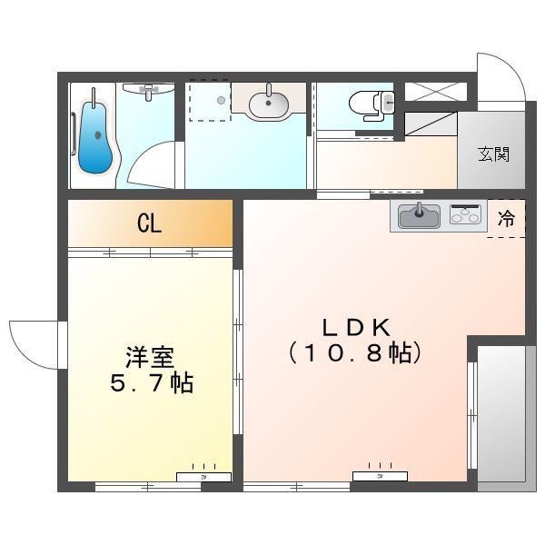 VILLA COURT CARROT8(1LDK/2階)の間取り写真