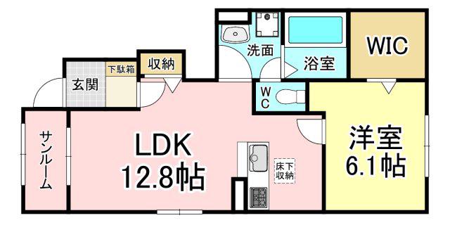 アステラス II棟(1LDK/1階)の間取り写真