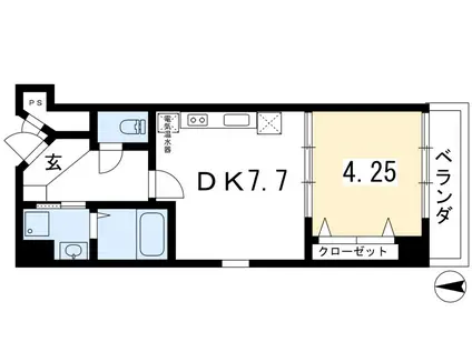 ブリエ三竹(1DK/3階)の間取り写真