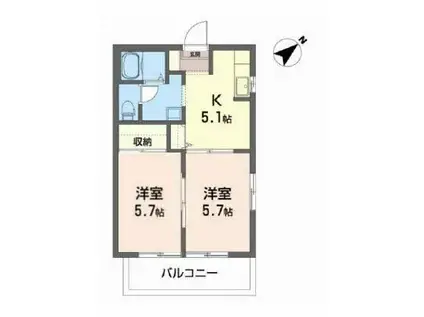 ビッグベルII(2K/2階)の間取り写真