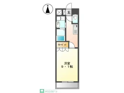 BLUE OCEAN(1K/4階)の間取り写真