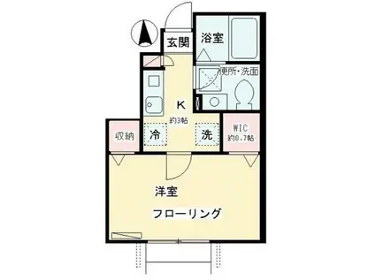 セゾンあざみ(1K/1階)の間取り写真