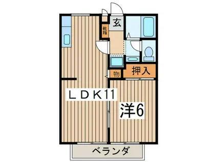 湘南ハウスB棟(1LDK/2階)の間取り写真