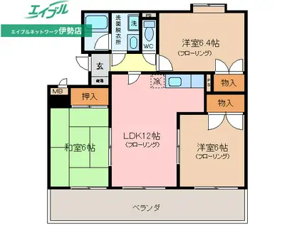 カーサたもの木(3LDK/2階)の間取り写真