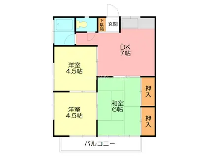 コーポハピネス(3DK/2階)の間取り写真