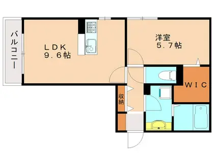 セジュール熊本(1LDK/3階)の間取り写真