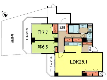 エンブレム荻窪台(2LDK/1階)の間取り写真