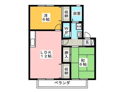 ルミエール六条 C棟(2LDK/1階)の間取り写真