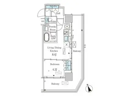 パークアクシス大塚ステーションゲートタワー(1LDK/16階)の間取り写真