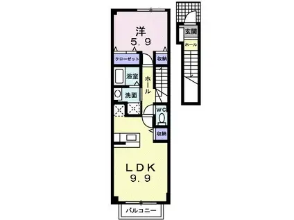 メゾン・ボヌ-ルB(1LDK/2階)の間取り写真