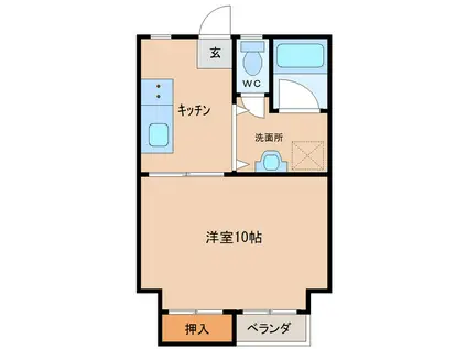 パインパレス根塚(1DK/2階)の間取り写真