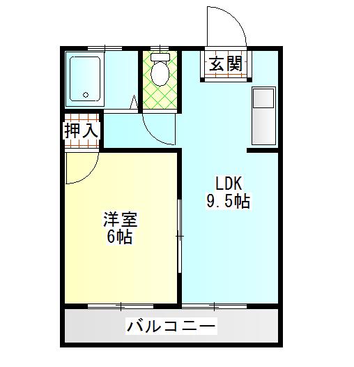 中央 ハイツ(1LDK/3階)の間取り写真