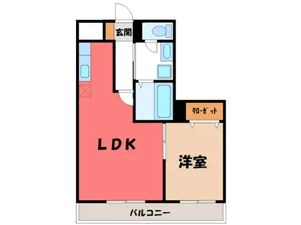 ヴァンヴェストB(1LDK/1階)の間取り写真