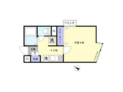 シャルム千歳(1K/2階)の間取り写真