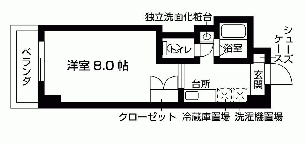カシオペア(1K/2階)の間取り写真