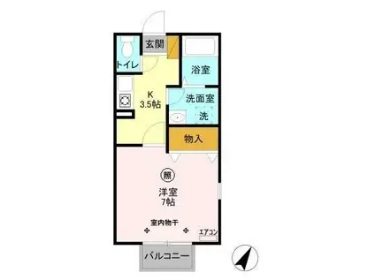 プリシェール桜坂(1K/2階)の間取り写真