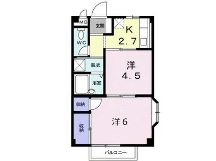エルディムK(2K/1階)の間取り写真