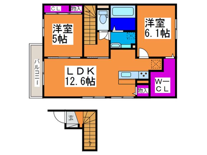 HONU・REPOS(2LDK/2階)の間取り写真