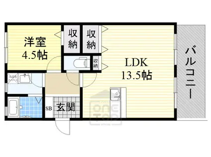 フジコーポ(1LDK/3階)の間取り写真