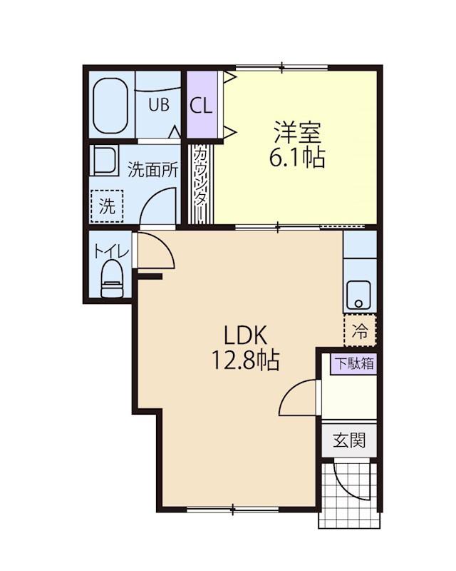 侑信輪V(1LDK/1階)の間取り写真