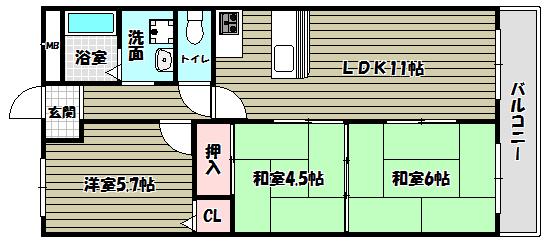 エレガントライフマンション(3LDK/5階)の間取り写真