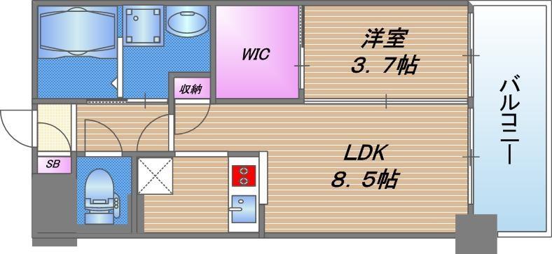 プレサンスNEO長堂アウローラ(1LDK/3階)の間取り写真