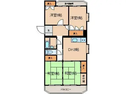 三和ハイツ百道(4DK/3階)の間取り写真