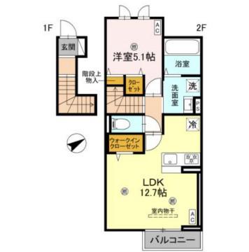 ANPOOL B棟(1LDK/2階)の間取り写真