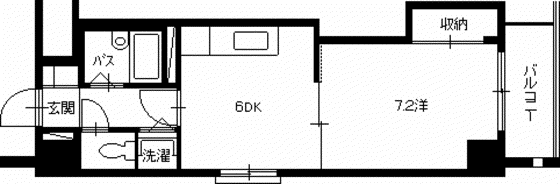 AUBE舟入本町(1DK/2階)の間取り写真