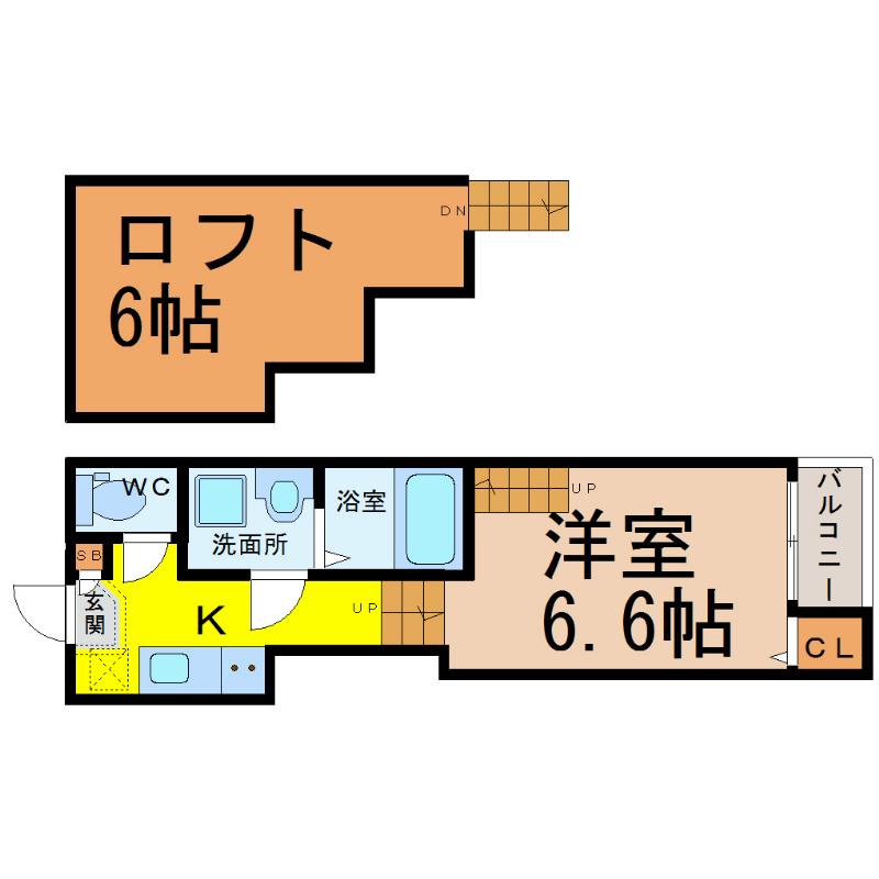 ニューサンライズ(1K/2階)の間取り写真