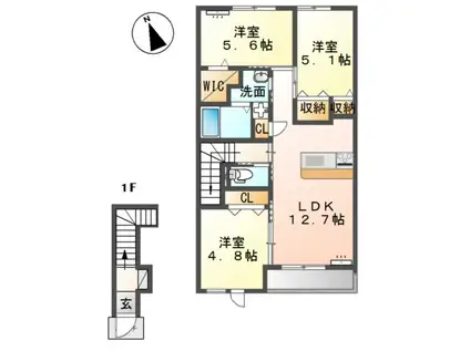 プレステージ(3LDK/2階)の間取り写真