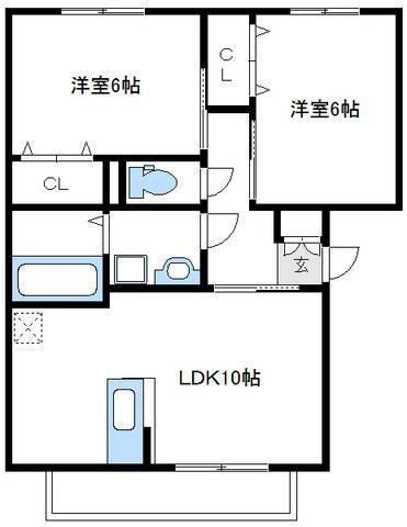 ルミエール(2LDK/1階)の間取り写真