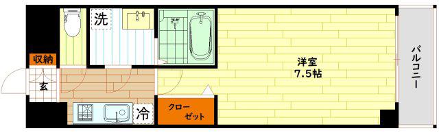 ファーストフィオーレ大阪城ブリオ(1K/1階)の間取り写真