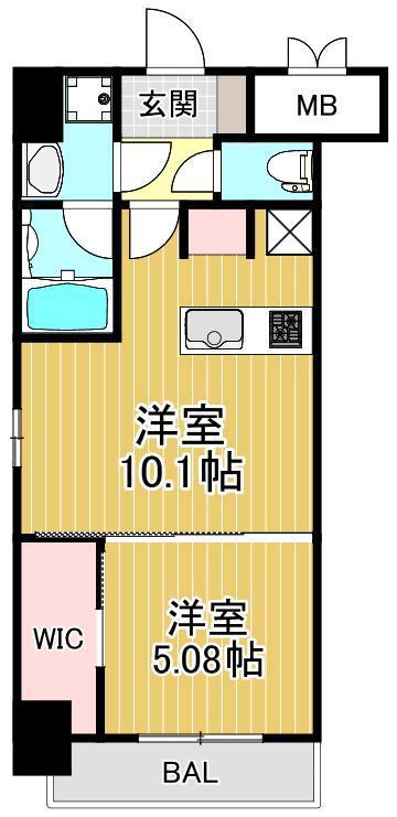 S-RESIDENCE千住大橋(1LDK/7階)の間取り写真