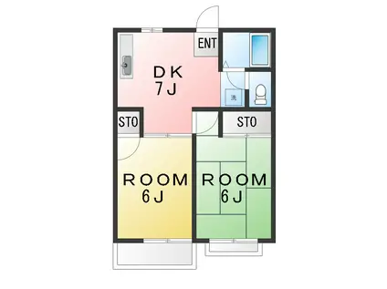 アイランドハイツ(2DK/2階)の間取り写真