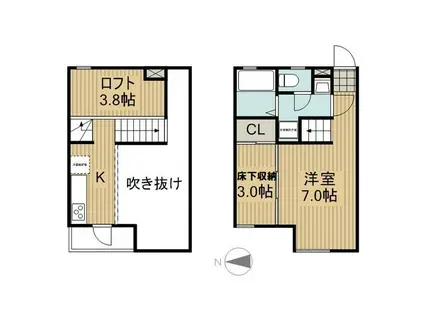 サンアリーナ北頭(1SK/1階)の間取り写真