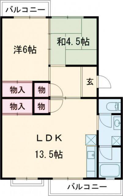 江場ハイツ(2LDK/3階)の間取り写真