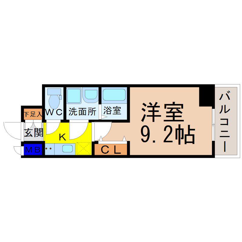プレサンス栄フェル(1K/14階)の間取り写真