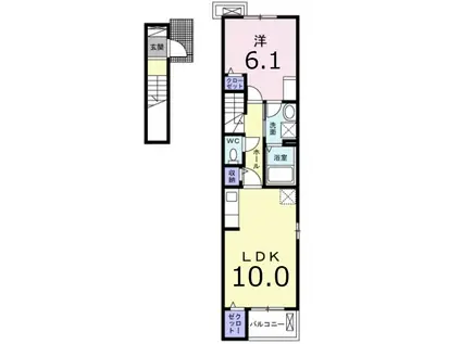 オラ長田町A(1LDK/2階)の間取り写真