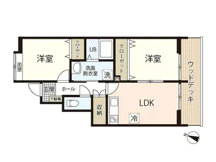 パストラルテラス大野(2DK/1階)の間取り写真