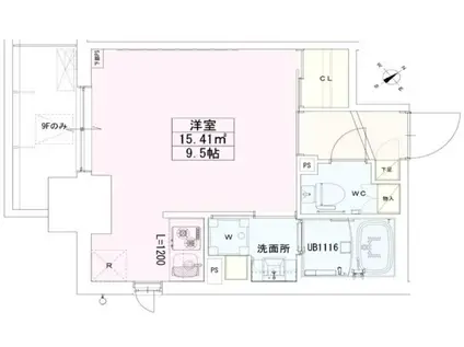 神谷町レジデンス壱番館(ワンルーム/5階)の間取り写真