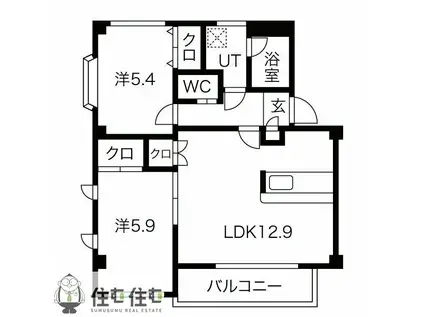 リーベン・ガナール(2LDK/2階)の間取り写真